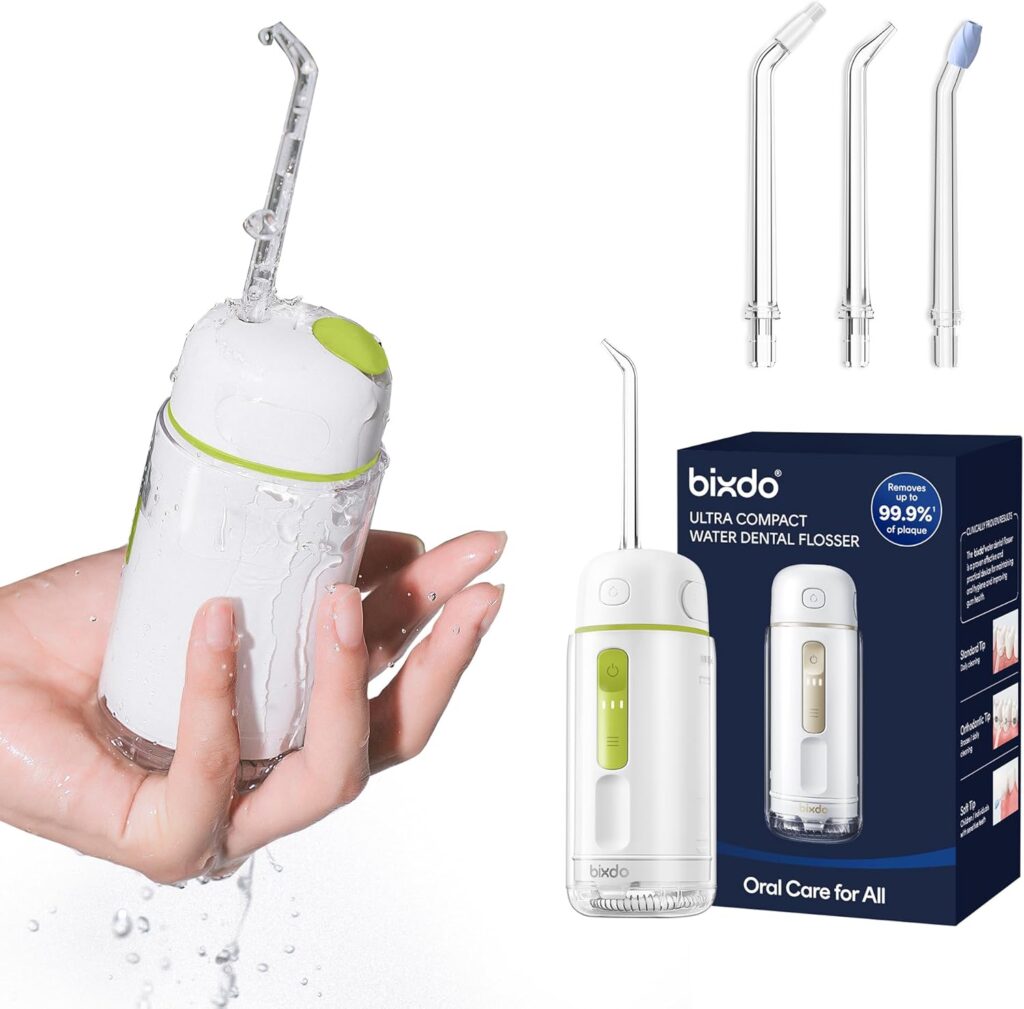 Water Flosser Portable for Travel – Mini Water Flosser with 3 Modes, IPX7 Waterproof, 360° Nozzles, Cordless Water Dental Flosser for Teeth Cleaning Flossing for Adults, Braces & Sensitive Gums