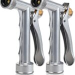 Hose Nozzle 2 Pack, Full Size Pistol Nozzle with Threaded Front, Durable High Pressure Garden Hose Nozzle, Rear Control Sprayer for Watering Plants, Cleaning