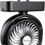 Portable Camping Fan with LED Lantern- 40H Work Time Rechargeable Battery Operated Fan with Hanging Hook for Tent Car RV Hurricane Emergency Outages Survival Kit