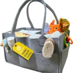 SAVUK Baby Diaper Caddy Organizer Portable Newborn Shower Basket Gifts Storage Changing Wipes Bag Car Nursery Infant Boy or Girl Baby (Grey)