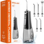 Water Dental Flosser Pick for Teeth – 300ML Portable Cordless Oral Irrigator, Rechargeable Irrigation Cleaner Professional Electric Flossing Machine for Teeth Cleaning Power Flosser Travel (Black)