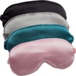 Sleep Mask 4 Pack Silk Eye Cover Soft Satin Blindfold Elastic Strap Night Eyeshade Travel Nap for Women Men