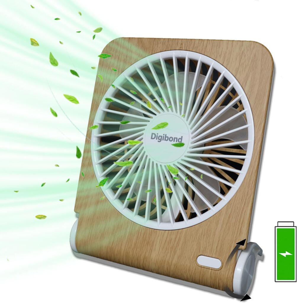 Small Fan with 3000mAh Rechargeable Battery 5in 225° Rotated for Office/Bedroom
