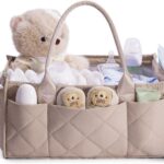 CEI-CEI Baby Diaper Caddy Organizer with Removable Dividers, Large Portable Nursery Storage Basket for Newborn Essentials, Changing Table and Car Organizer, Gift for Baby Shower