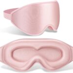 FlyCoco 99% Fully Block Out Light Eye Sleep Mask, 3D Deep Contoured Eyes Cover Zero Pressure, Long Lash Extension Eyes Mask with Adjustable Straps for Sleeping Travel Home Nap Rest Women Men (Pink)