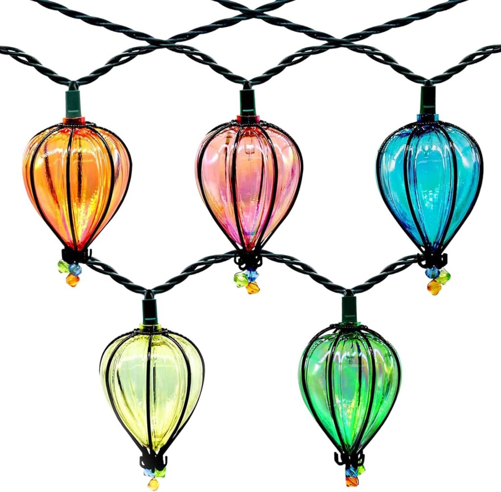 Multicolor Outdoor String Lights with 10 Bulbs, 11FT Connectable UL Listed Backyard Patio String Lights Hanging Indoor Outdoor for Patio Garden Gazebo Bistro Party Wedding