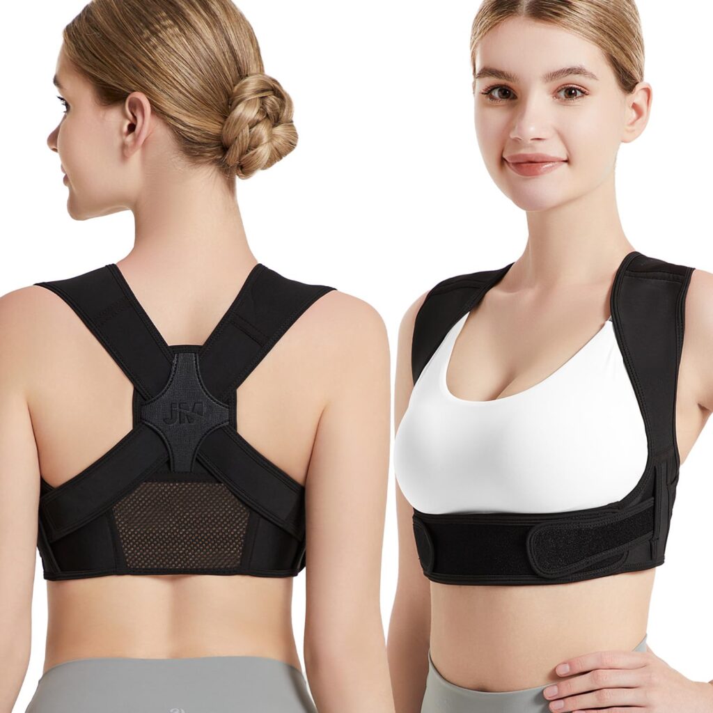 Posture Corrector for Back Support: Adjustable Shoulder Posture Brace for Men and Women (Black, Small/M)