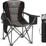 ALPHA CAMP Oversized Folding Camping Chair, Heavy Duty Portable Lawn Chairs with Cooler Bag, Side Pocket & Cup Holder, Folding Chairs for Outside Support 450 LBS