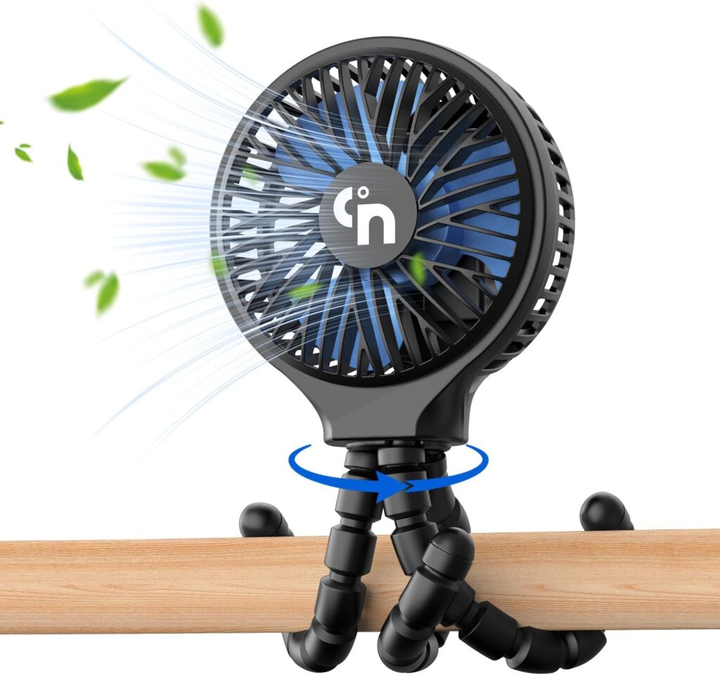 HomeLifairy Personal Portable Fan Rechargeable Baby Stroller Fan Battery Operated Clip On Fan, 3 Speeds 360°Rotate Small Desk USB Fan, Mini Handheld Car Seat Fan for Crib Travel Treadmill