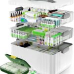 3-Tier Medicine Organizer – Portable Medicine Cabinet with Plastic Handle, Multipurpose Medical Box with Pill Box, Empty First Aid Kit for Home