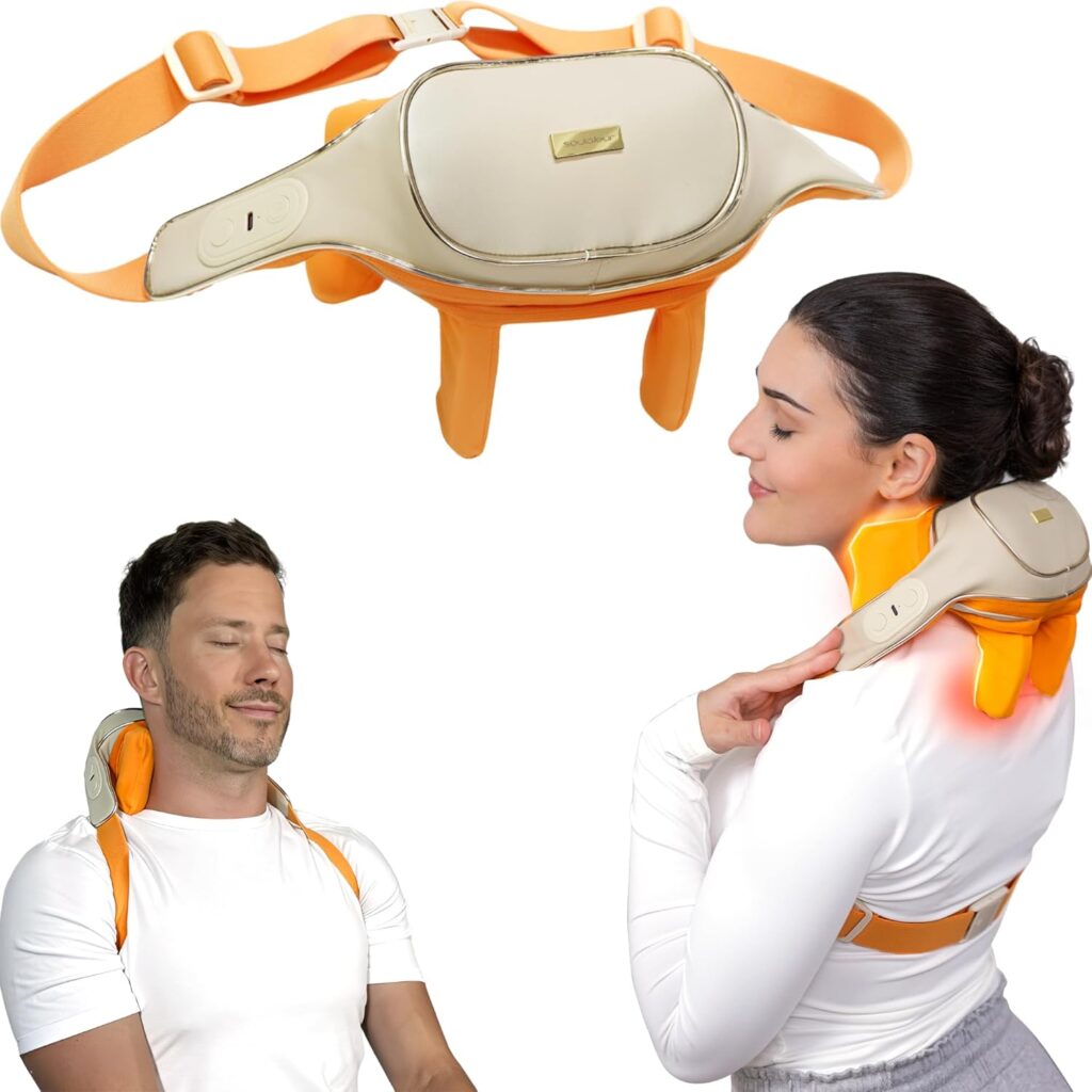 Cordless Neck and Shoulder Massager with Heat and Voice Prompts, Compact and Lightweight, Deep Tissue Shiatsu Neck and Back Massager for Pain Relief, Gifts for Women, Men, Mom and Dad