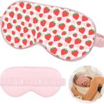 Strawberry Sleep Eyes Mask for Women, Soft Smooth Lightweight Mulberry Silk with Adjustable Straps, Silk Eye Mask for Sleeping Cute Cartoon Kids Sleep Mask for Boys Girls Teens Soft Smooth