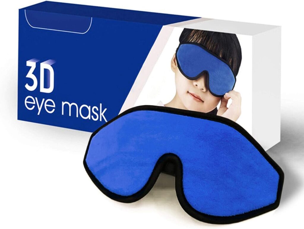 ASTRA VENA 3D Sleep Mask for Kids, Light Block Sleeping Blindfold Memory Foam Contoured Eye Mask for Sleep, Adjustable Strap Eye Cover and Travel Sleep Mask for Boys Girls, Dark Blue