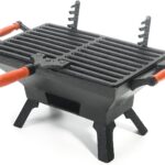 Sungmor Compact Cast Iron Charcoal Grill – Tabletop BBQ Grill with Adjustable Grate & Wooden Handles, 12” x 7” Ideal for 1-3 People – Portable Heavy-Duty Grill for Camping, Balcony & Small Spaces