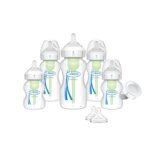 Dr. Brown’s Natural Flow Anti-Colic Options+ Wide-Neck Baby Bottle Newborn Feeding Set with Baby Bottle Travel Caps