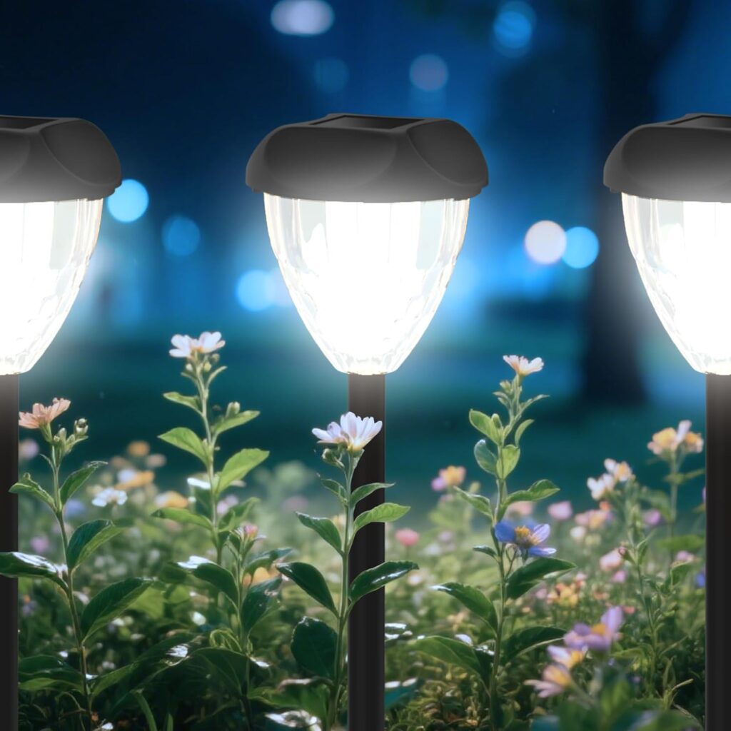 Ensenior 8-Pack Solar Lights Outdoor, Auto ON/Off 6500K LED Solar Garden Lights for Pathway, Yard, Patio, Walkway, Planter, Waterproof, Energy-Efficient Landscape Lighting