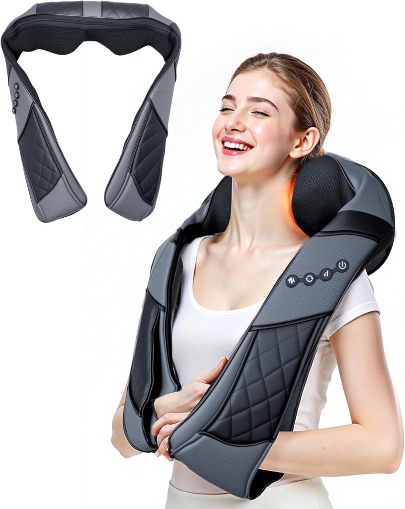 Upgraded Shiatsu Neck and Back Massager with Heat, Premium Massage Tools for Shoulder, Belly, Waist and Legs, Electric Neck and Back Massager for Pain Relief Deep Tissue, Perfect Gifts for Dad and Mom