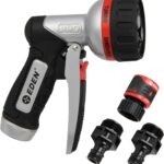 Eden PRO 94833 Metal Front Trigger 6-Pattern Turbo Nozzle, Heavy Duty Hose Sprayer for Garden, Plants, Lawns, Quick Connect Set Included