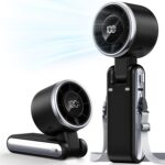 Portable Handheld Turbo Fan – 5 Gear High Speed 4000mAh Rechargeable Mini Personal Hand Fan Blow Cold Air, Battery Operated Travel Essentials, Beach Vacation, Gifts for Women, Men (Black)