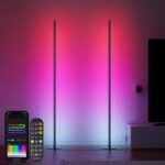 Corner Floor Lamp, Smart Dual LED Corner Lamp with APP and Remote Control, RGB+ICW Ambient Lighting Music Sync &16 Million Colors, 55″ Standing Lamps for Living Room Gaming Bedroom (1 Pair)