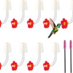 Hummingbird Feeder Parts with Brush – Universal Bottle Adapter for Wine/Water/Sports Bottles, Lightweight Leakproof Hummingbird Feeder Replacement Parts (Red, 9-Pack)