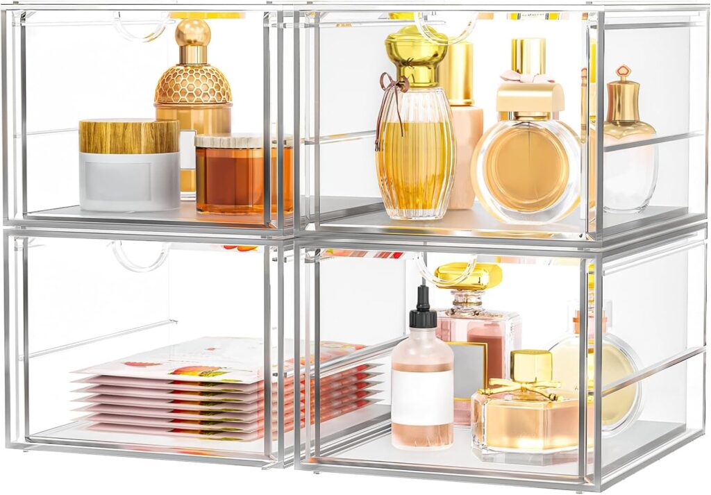 Versatile Acrylic Makeup Organizer, Drawer Organizer – Transparent Desktop Storage for Cosmetics, Office Supplies & More – Clear Organizer for Home & Office Use