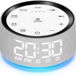 Sound Machine White Brown Noise Machine with 30 Sleeping Sounds for Baby Kids Adults Night Light Bedroom Alarm Clock 2 Alarms Backup Battery 32-Level Vol 15 Wake up Sounds for Mild Heavy Sleeper