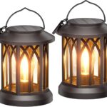 WdtPro Solar Lanterns Outdoor Waterproof, Upgraded Bright Hanging Solar Lights for Outside,Solar Powered Lanterns Lighting LED for Garden Patio Yard Decorative 2 Pack (Warm Light)
