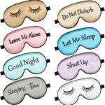8 Pieces Sleep Mask Silk Eye Mask with Adjustable Strap Soft Blackout Blindfold Eye Cover for Women Men Full Night’s Sleep, Travel, Nap, Meditation(Elegant Colors)