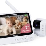No WiFi Video Baby Monitor, 7″ IPS Screen, 720p Baby Monitor with Camera and Audio, 5000mAh Battery, 1000ft Range, 6 Lullabies & 2 White Noise, VOX, Temperature Sensor, Night Vision, 2-Way Talk