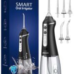 Water Dental Flosser, Portable Oral Irrigator with 300ML Water Tank, IPX7 Waterproof, Rechargeable, 4 Modes for Deep Teeth Cleaning, Travel-Friendly (Black)