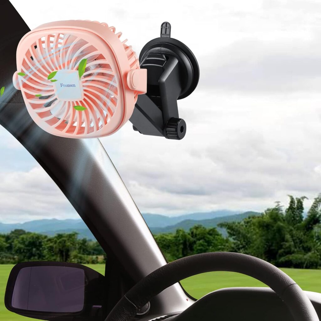 Rechargeable USB Stroller Fan, Portable Car and Desk Fan, Flexible Tripod Clip on Bed, Bike, and Crib, Battery Powered Pink