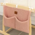 Adm&Eve Bedside Diaper Caddy – Teddy Material With 2 Compartments for Baby Carrier, Crib, Stroller & Changing Table, Hanging Storage Organizer (Dust PINK)
