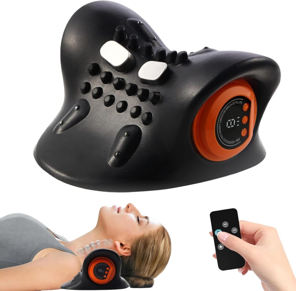 Neck Massager for Pain Relief,Portable Electric Massage Pillow with Heat,Deep Tissue Relaxation for Neck,Shoulders,Back,Perfect for Home, Office,Travel