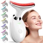 7 Color Neck Face Massager Tool, Facial Massager with Vibration Tech, Rechargeable Face culpting Wand for Skin Care (White)