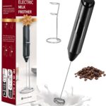 YSSOA Electric Milk Frother Handheld with Stainless Steel Stand Battery Operated Whisk Drink Mixer for Coffee, Frappe, Latte, Matcha, Hot Chocolate, Mini Hand Blender 2024 Version