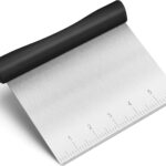 Rainspire Bench Scraper, Stainless Steel Dough Scraper, Pastry Scraper, Pizza and Dough Cutter Multi-Purpose Scraper/Chopper, Pizza Cutter Food Chopper Baking Supplies Kitchen Gadgets, Black