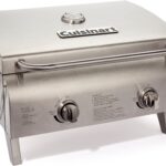 Cuisinart Chef’s Style Tabletop Portable Propane Gas Grill, 20,000 BTU Stainless Steel 2-Burner Outdoor BBQ Grill for Camping, Tailgates, BBQ, Hassle-Free Setup