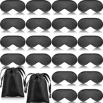 20 Pieces Silk Sleep Mask Eye Mask with Adjustable Strap Sleeping Cover Eye Cover Blindfold for Women Men Sleeping Travel(Black)