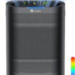 Air Purifiers for Home Large Room Cover 2,100 Ft²,Home Air Purifier with Air Quality Monitor & Aromatherapy,Auto H13 Air Purifier Removes Pets Hair Dust Smoke Odor,with 7 Colors Light(Black)