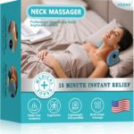 Neck Massager Pillow for Deep Tissue Pain Relief, 4 Adjustable Modes, Portable Neck Stretcher with Heat, Ergonomic 26° Shoulder Massager(Blue)