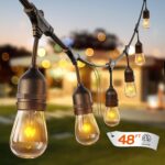 addlon 48 FT Outdoor String Lights Commercial Grade Weatherproof Strand, 18 Edison Vintage Bulbs, 15 Hanging Sockets (3 Spare Bulbs), ETL Listed Heavy-Duty Decorative Christmas Lights for Patio Garden
