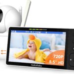 HelloBaby 720P 5.5” HD Baby Monitor with Camera and Audio No WiFi, Video Baby Monitor, Remote Pan Tilt Zoom Wide View Range, 1080P Infant Camera, Night Light, Hack Proof, 4000mAh Battery, 1000ft