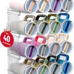 Water Bottle Organizer for Full Stanley 40 oz Tumbler with Handle, Cabinet Kitchen Pantry Organizers and Storage for Owala Stanley Cup Accessories Holder, Patented Stackable Tumbler Organizer Gifts