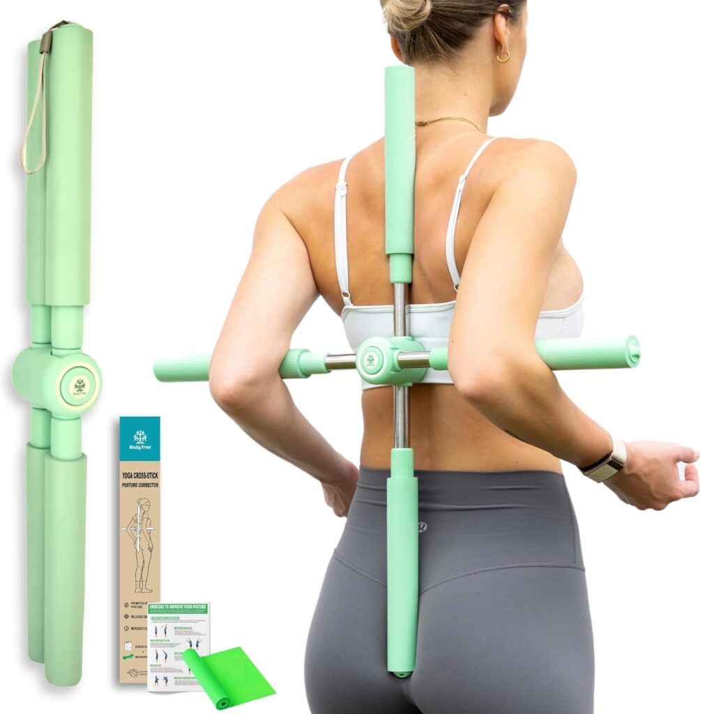 Posture Corrector Yoga Cross Stick – Back Pain Relief for Men Women – Stretcher and Straightener for Upper and Lower Back – Stretch Pole – Neck Hump Equipment Sets bar Device Brace