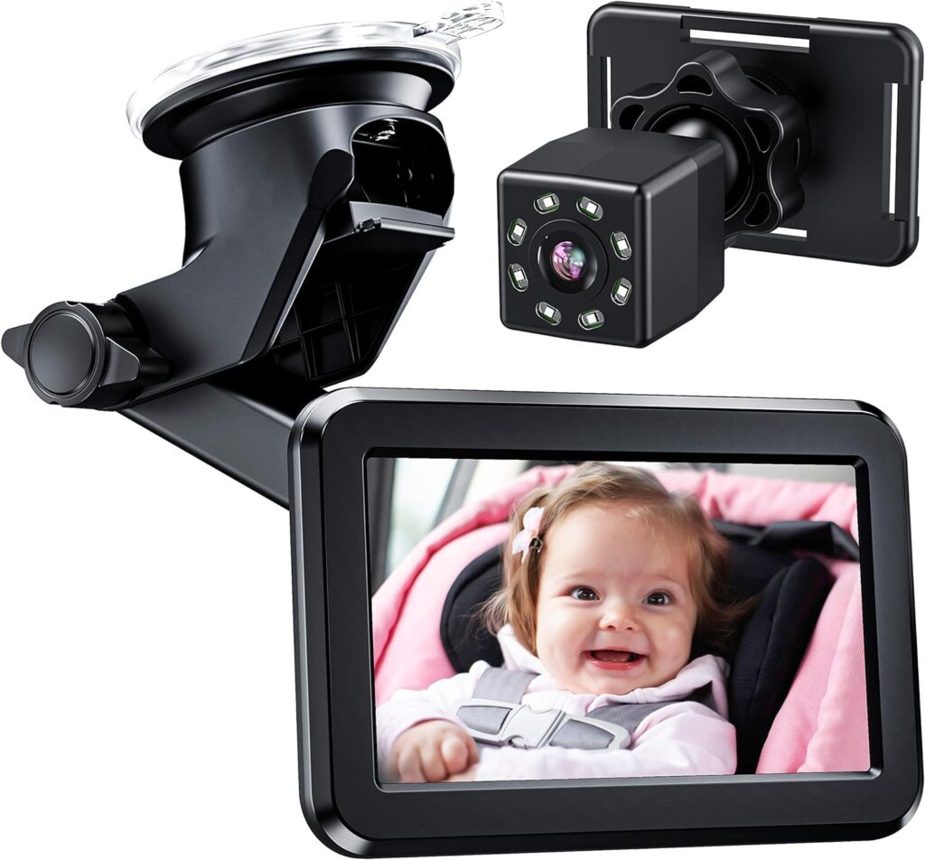 Itomoro Baby Car Mirror, Back Seat Baby Car Camera with HD Night Vision Function Display, Reusable Sucker Bracket, Wide View, 12V Cigarette Lighter, Easily Observe The Baby’s Move