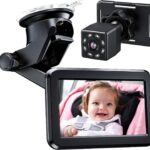 Itomoro Baby Car Mirror, Back Seat Baby Car Camera with HD Night Vision Function Display, Reusable Sucker Bracket, Wide View, 12V Cigarette Lighter, Easily Observe The Baby’s Move