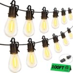 100FT Outdoor String Lights with 35 Shatterproof Patio Deals S14 Vintage Edison Bulbs E12 Sockets,2700K Dimmable Outdoor Lights,IP55 Waterproof LED String Lights for Outside, Patio Lights
