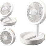 Gaiatop Foldable Small Desk Fan with LED Night Light, Wireless 6000mAh Battery Powered Portable Fan USB Rechargeable, Bedroom Office Dorm Cruise Travel Camping Essentials, Gifts for Women Men, 6.8in