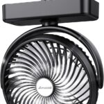 10000mAh Battery Operated Camping Fan with LED Light-7 inch USB Fan with Hanging Hook for Tent Car RV Hurricane Emergency Outage